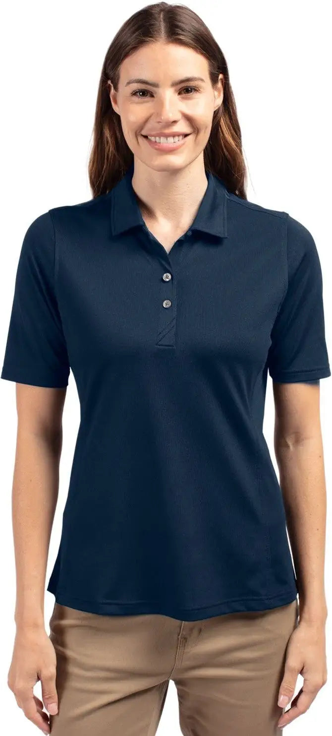 Cutter & Buck Lck00127 Virtue Eco Pique Recycled Womens Polo - Navy Blue - Ladies Xs