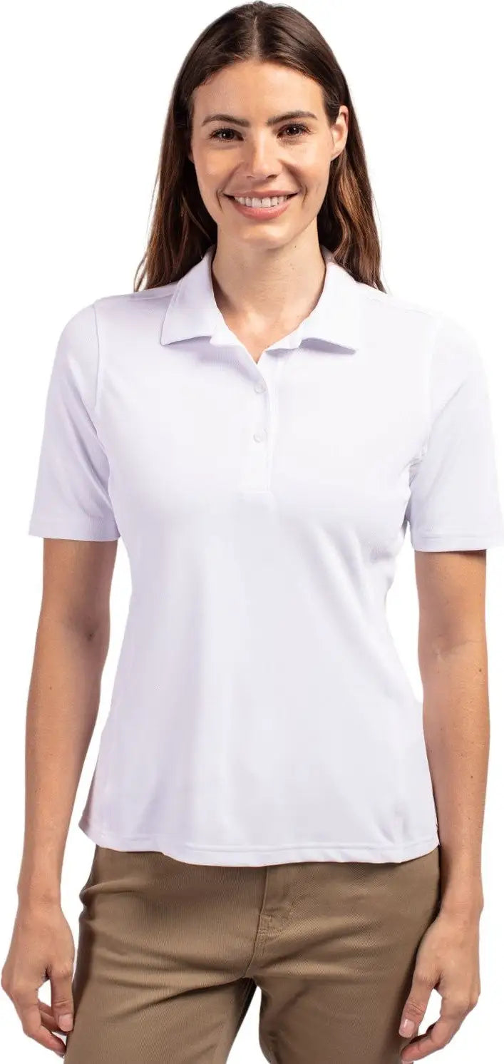 Cutter & Buck Lck00127 Virtue Eco Pique Recycled Womens Polo - White - Ladies Xs