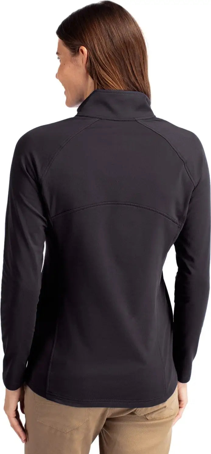 Cutter & Buck Lck00128 Adapt Eco Knit Stretch Recycled Womens Half Zip Pullover - Black Gelato