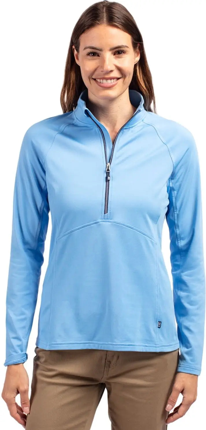 Cutter & Buck Lck00128 Adapt Eco Knit Stretch Recycled Womens Half Zip Pullover - Atlas - Ladies Xs