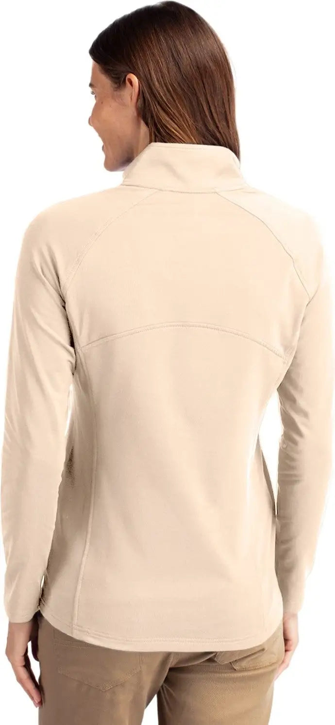 Cutter & Buck Lck00128 Adapt Eco Knit Stretch Recycled Womens Half Zip Pullover - Wheat