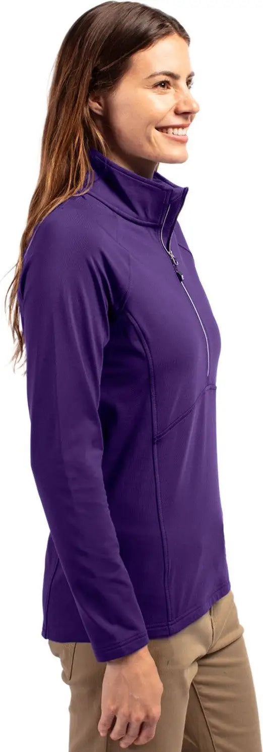 Cutter & Buck Lck00128 Adapt Eco Knit Stretch Recycled Womens Half Zip Pullover - College Purple