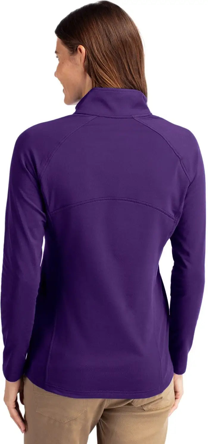 Cutter & Buck Lck00128 Adapt Eco Knit Stretch Recycled Womens Half Zip Pullover - College Purple