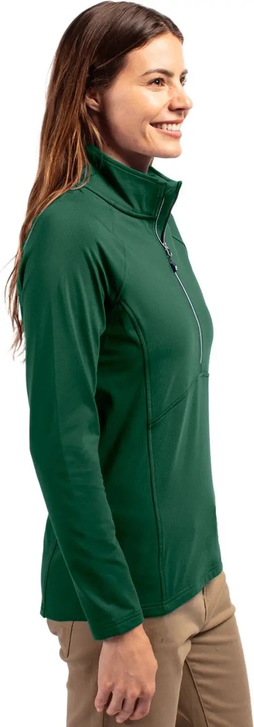 Cutter & Buck Lck00128 Adapt Eco Knit Stretch Recycled Womens Half Zip Pullover - Hunter