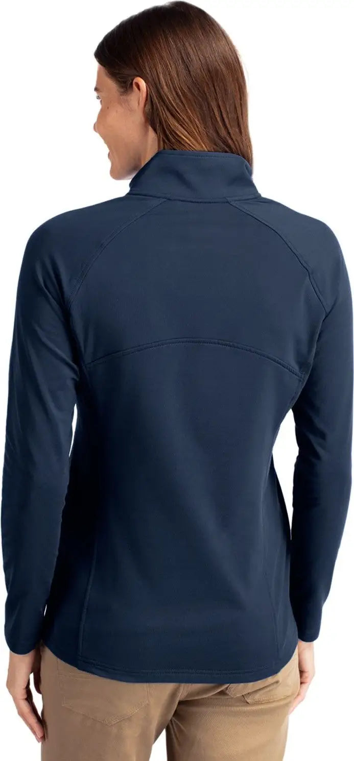 Cutter & Buck Lck00128 Adapt Eco Knit Stretch Recycled Womens Half Zip Pullover - Navy Blue