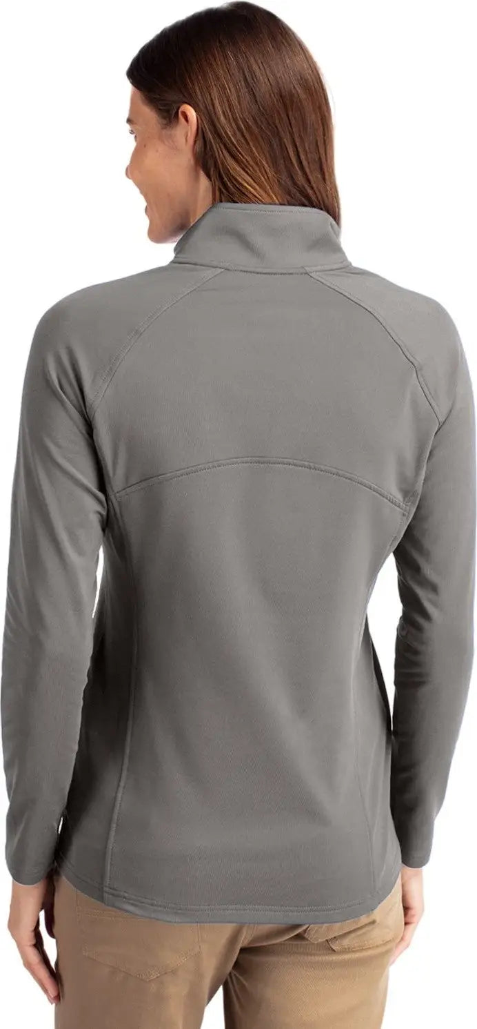 Cutter & Buck Lck00128 Adapt Eco Knit Stretch Recycled Womens Half Zip Pullover - Elemental Gray