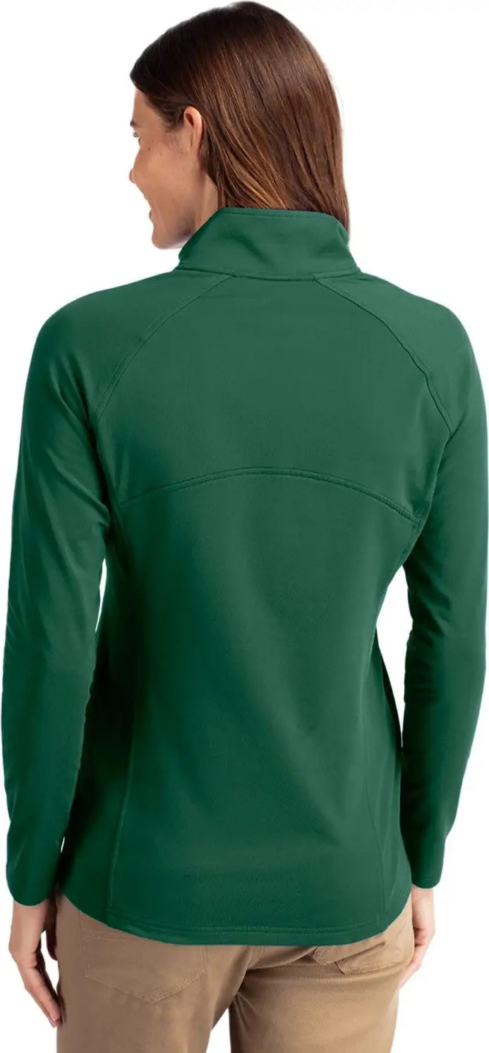 Cutter & Buck Lck00128 Adapt Eco Knit Stretch Recycled Womens Half Zip Pullover - Hunter