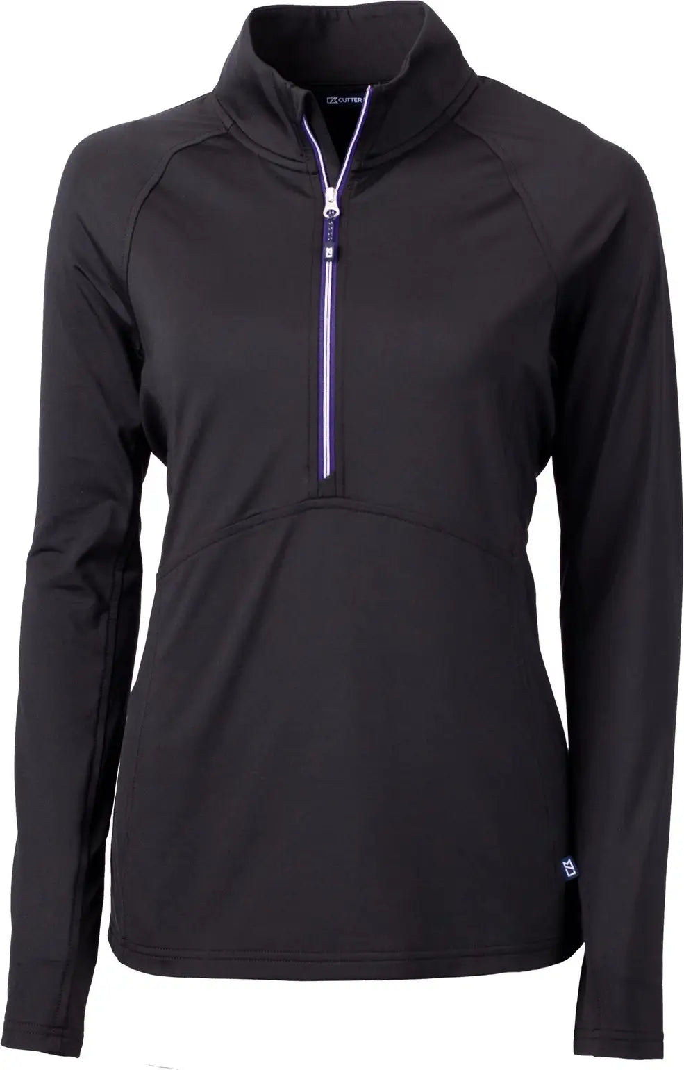 Cutter & Buck Lck00128 Adapt Eco Knit Stretch Recycled Womens Half Zip Pullover - Black College Purple