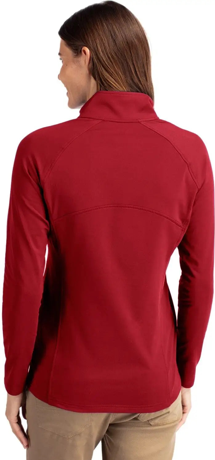 Cutter & Buck Lck00128 Adapt Eco Knit Stretch Recycled Womens Half Zip Pullover - Cardinal Red