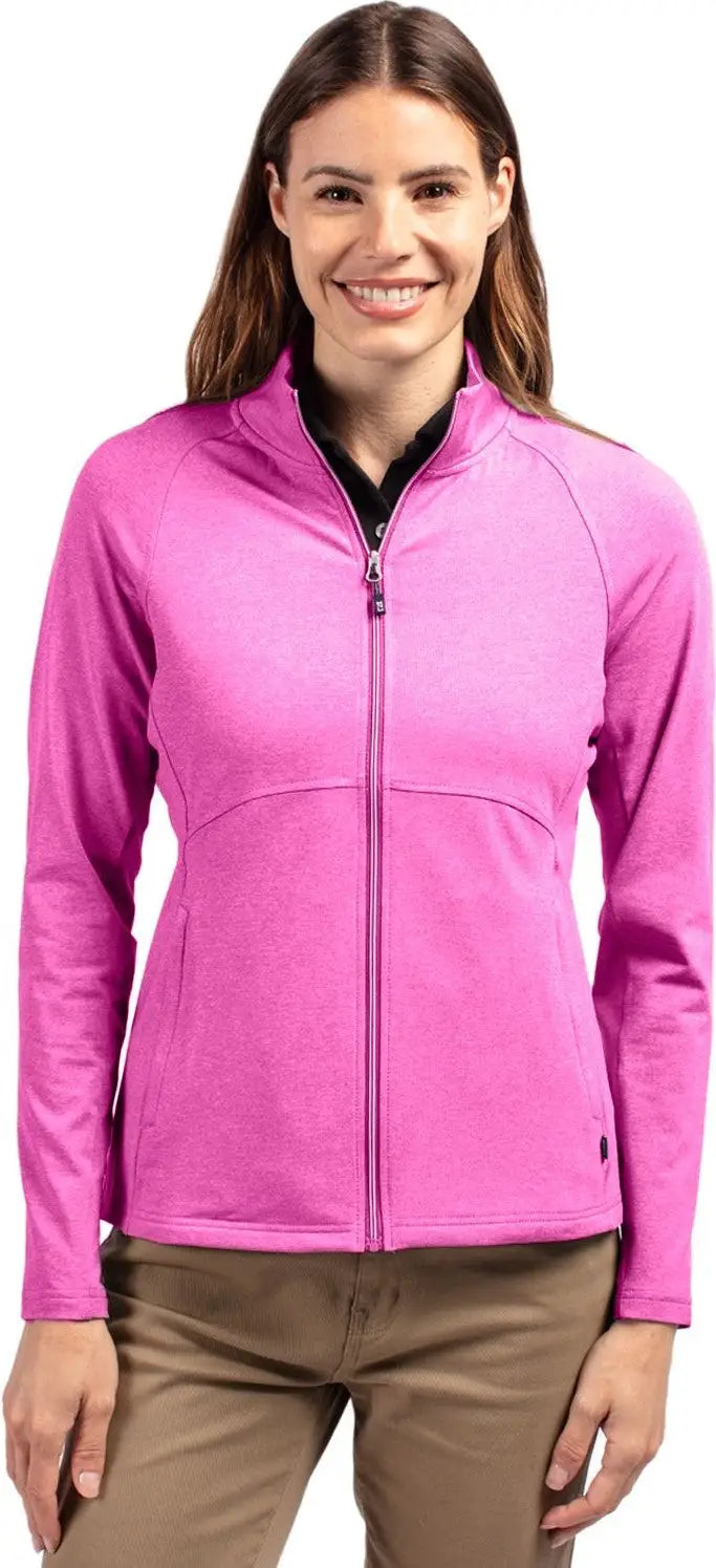 Cutter & Buck Lck00151 Adapt Eco Knit Heather Recycled Womens Full Zip Jacket - Gelato - Ladies Xs