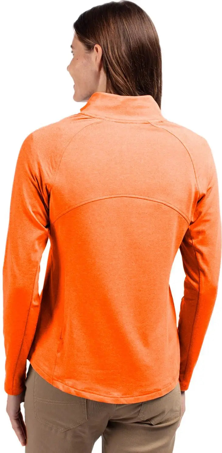 Cutter & Buck Lck00151 Adapt Eco Knit Heather Recycled Womens Full Zip Jacket - College Orange
