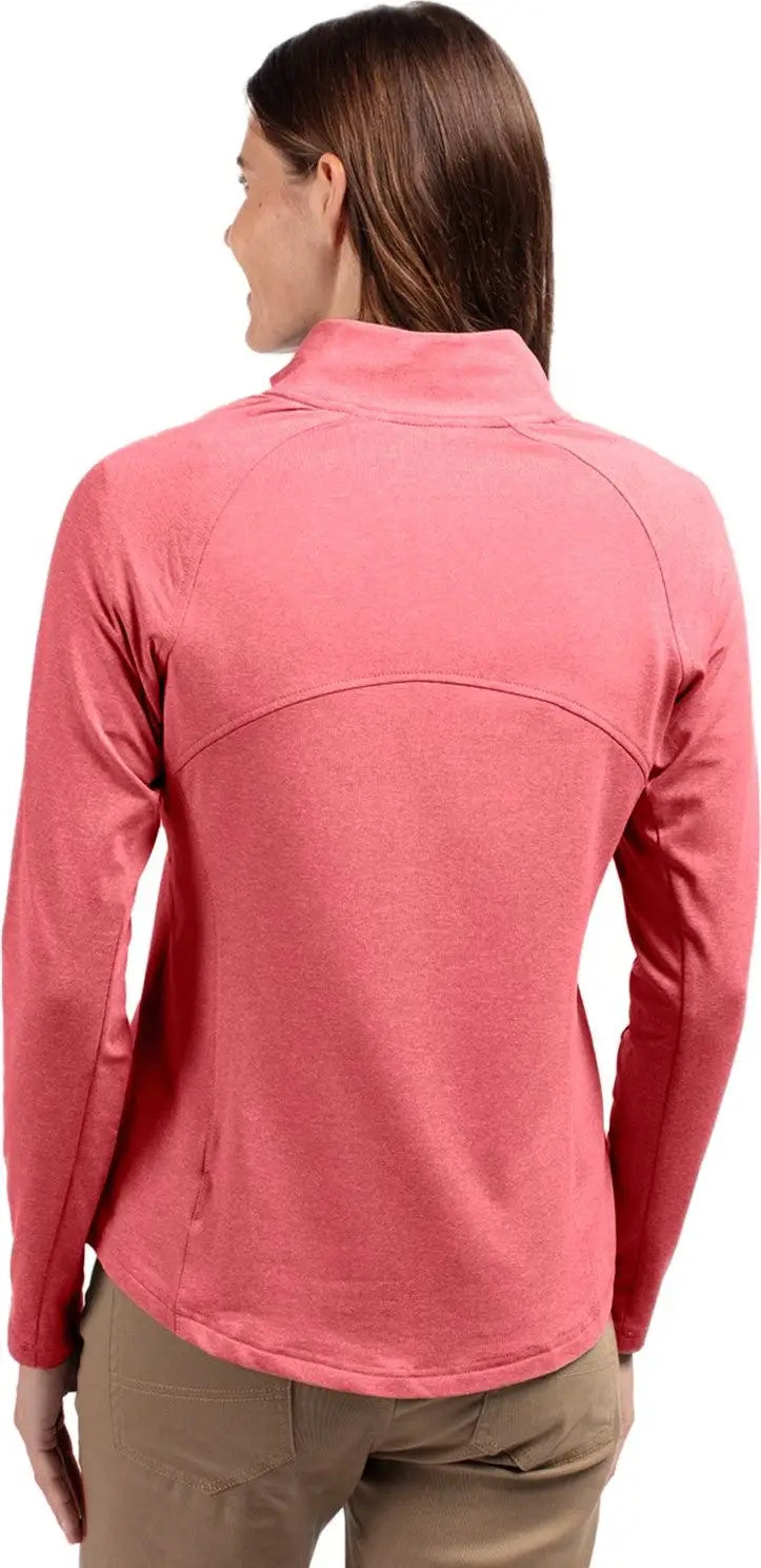 Cutter & Buck Lck00151 Adapt Eco Knit Heather Recycled Womens Full Zip Jacket - Cardinal Red