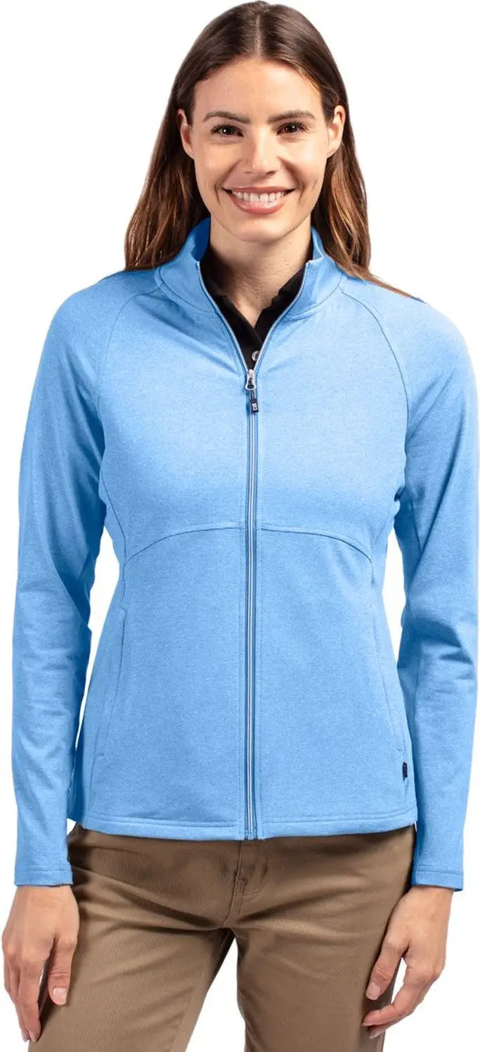 Cutter & Buck Lck00151 Adapt Eco Knit Heather Recycled Womens Full Zip Jacket - Atlas - Ladies Xs