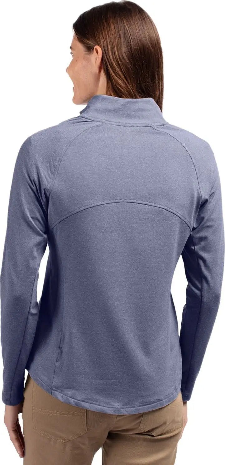Cutter & Buck Lck00151 Adapt Eco Knit Heather Recycled Womens Full Zip Jacket - Navy Blue