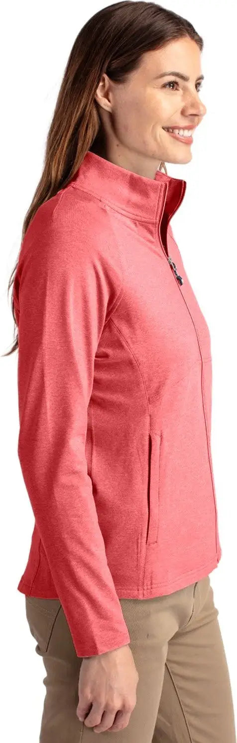 Cutter & Buck Lck00151 Adapt Eco Knit Heather Recycled Womens Full Zip Jacket - Cardinal Red