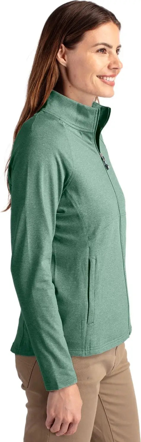 Cutter & Buck Lck00151 Adapt Eco Knit Heather Recycled Womens Full Zip Jacket - Hunter