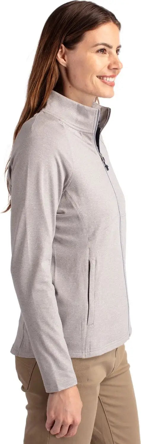 Cutter & Buck Lck00151 Adapt Eco Knit Heather Recycled Womens Full Zip Jacket - Polished