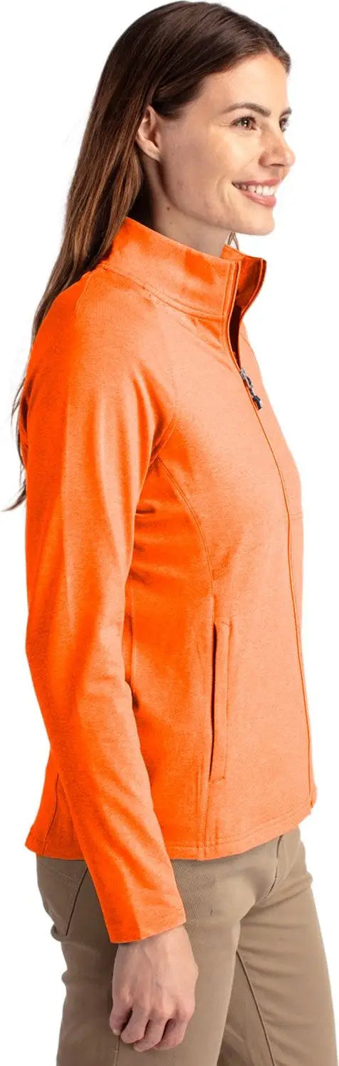 Cutter & Buck Lck00151 Adapt Eco Knit Heather Recycled Womens Full Zip Jacket - College Orange
