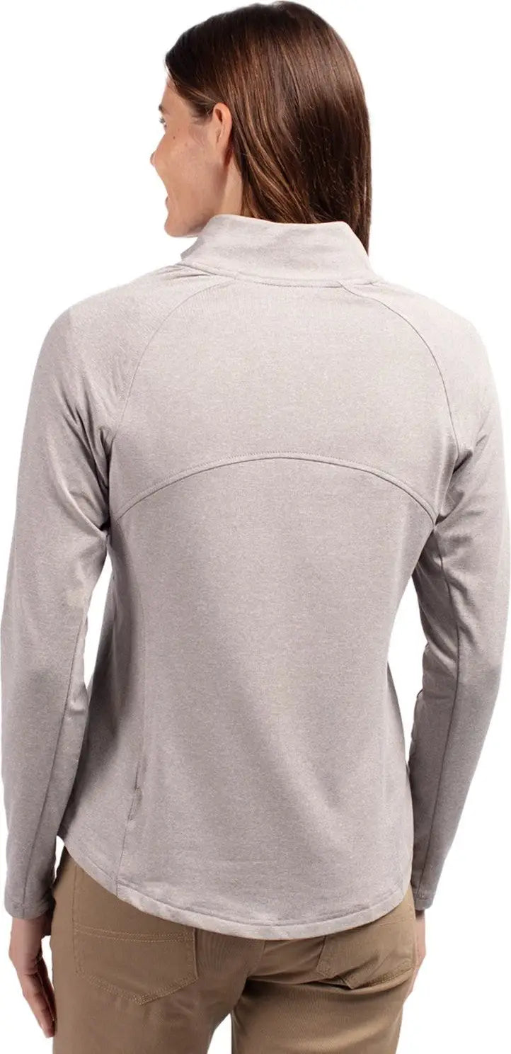 Cutter & Buck Lck00151 Adapt Eco Knit Heather Recycled Womens Full Zip Jacket - Polished