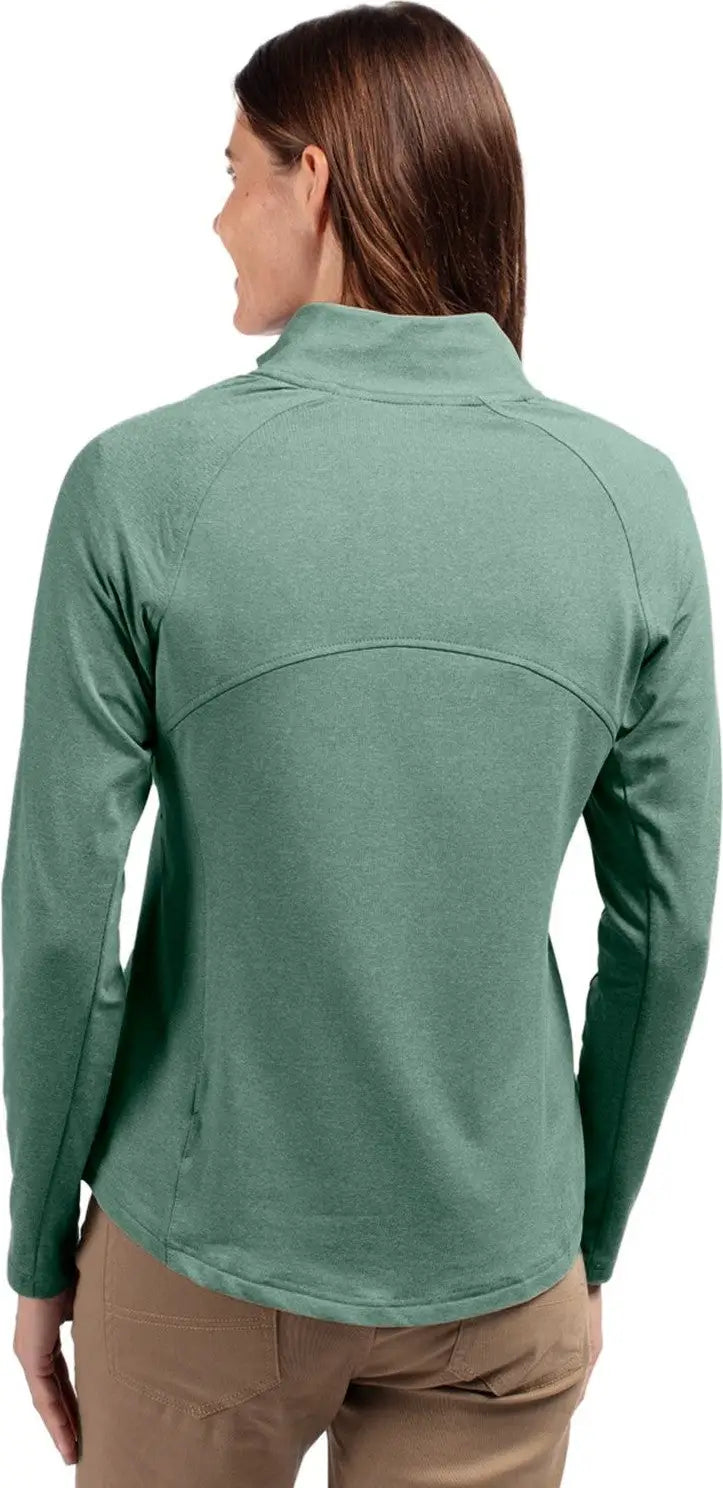 Cutter & Buck Lck00151 Adapt Eco Knit Heather Recycled Womens Full Zip Jacket - Hunter