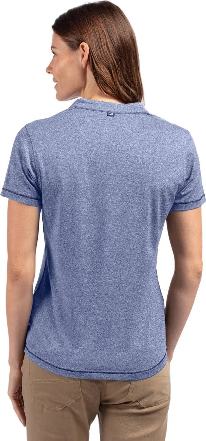 Cutter & Buck Lck00153 Forge Eco Heathered Stretch Womens Blade Top - Indigo Heather - Ladies Xs