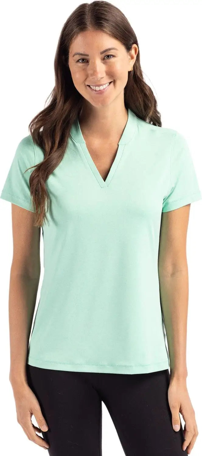 Cutter & Buck Lck00153 Forge Eco Heathered Stretch Womens Blade Top - Fresh Mint Heather - Ladies Xs