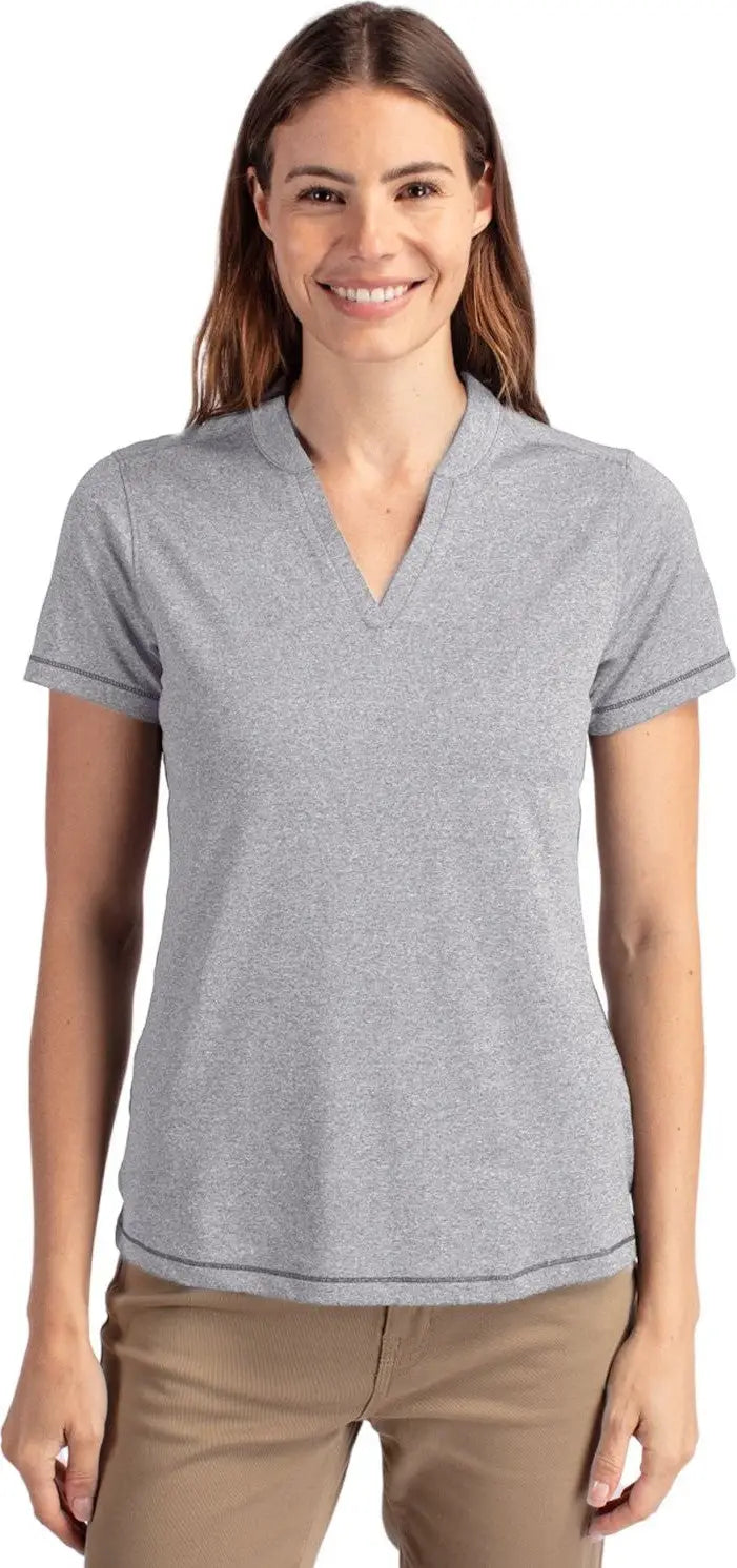 Cutter & Buck Lck00153 Forge Eco Heathered Stretch Womens Blade Top - Polished Heather - Ladies Xs