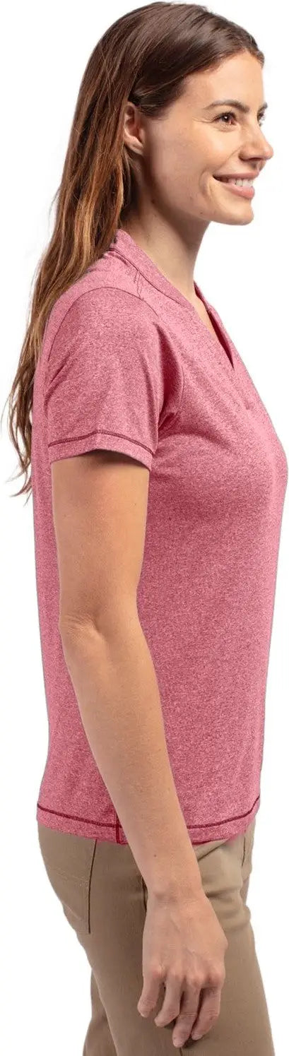 Cutter & Buck Lck00153 Forge Eco Heathered Stretch Womens Blade Top - Cardinal Red Heather