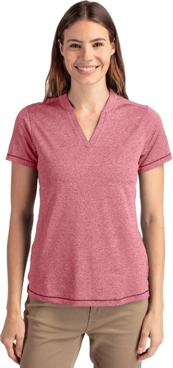 Cutter & Buck Lck00153 Forge Eco Heathered Stretch Womens Blade Top - Cardinal Red Heather - Ladies Xs