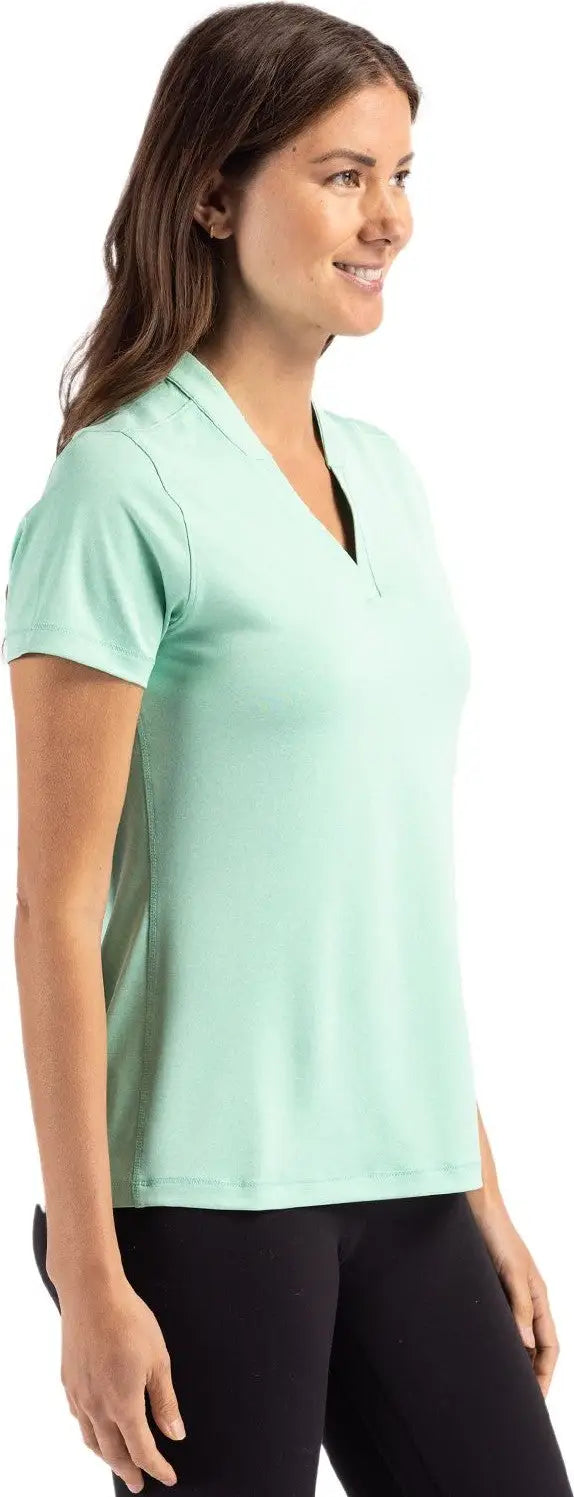 Cutter & Buck Lck00153 Forge Eco Heathered Stretch Womens Blade Top - Fresh Mint Heather