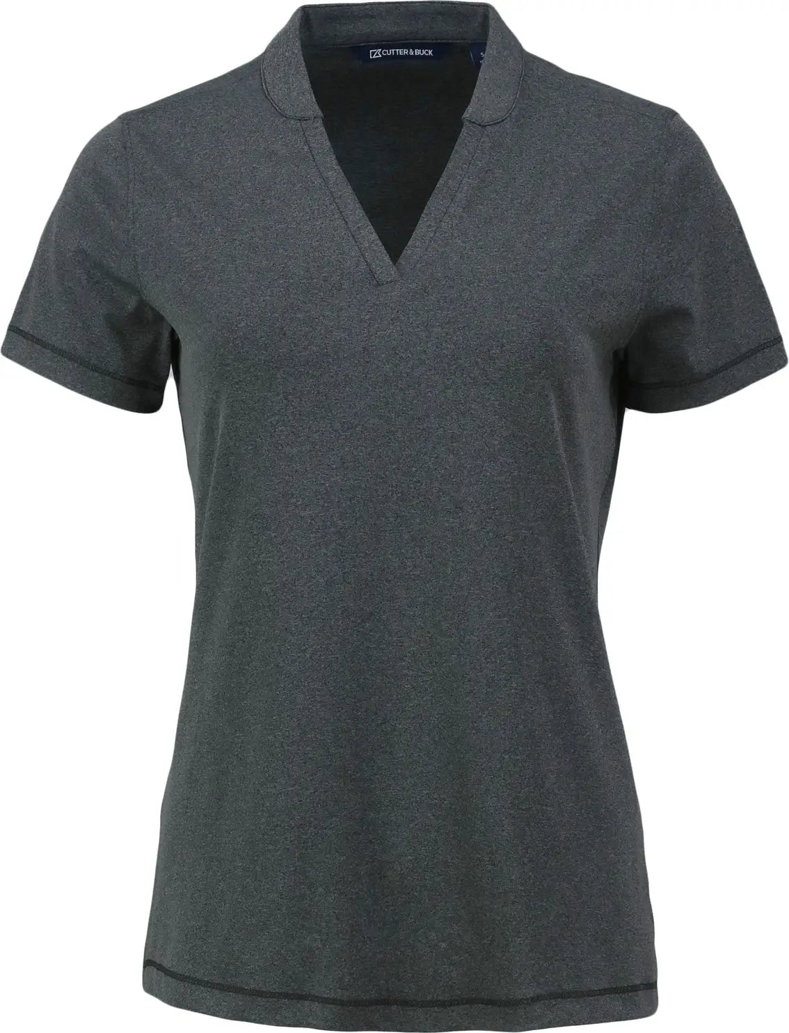 Cutter & Buck Lck00153 Forge Eco Heathered Stretch Womens Blade Top - Dark Black Heather - Ladies Xs