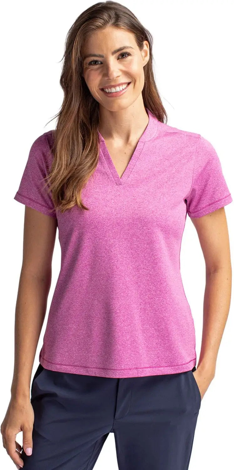 Cutter & Buck Lck00153 Forge Eco Heathered Stretch Womens Blade Top - Gelato Heather - Ladies Xs