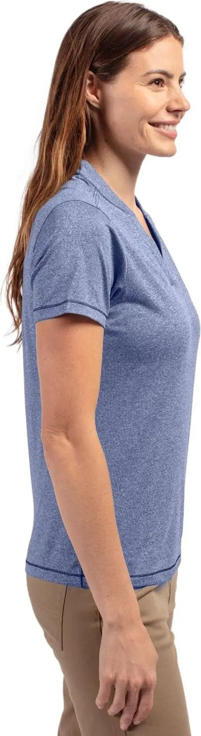 Cutter & Buck Lck00153 Forge Eco Heathered Stretch Womens Blade Top - Indigo Heather