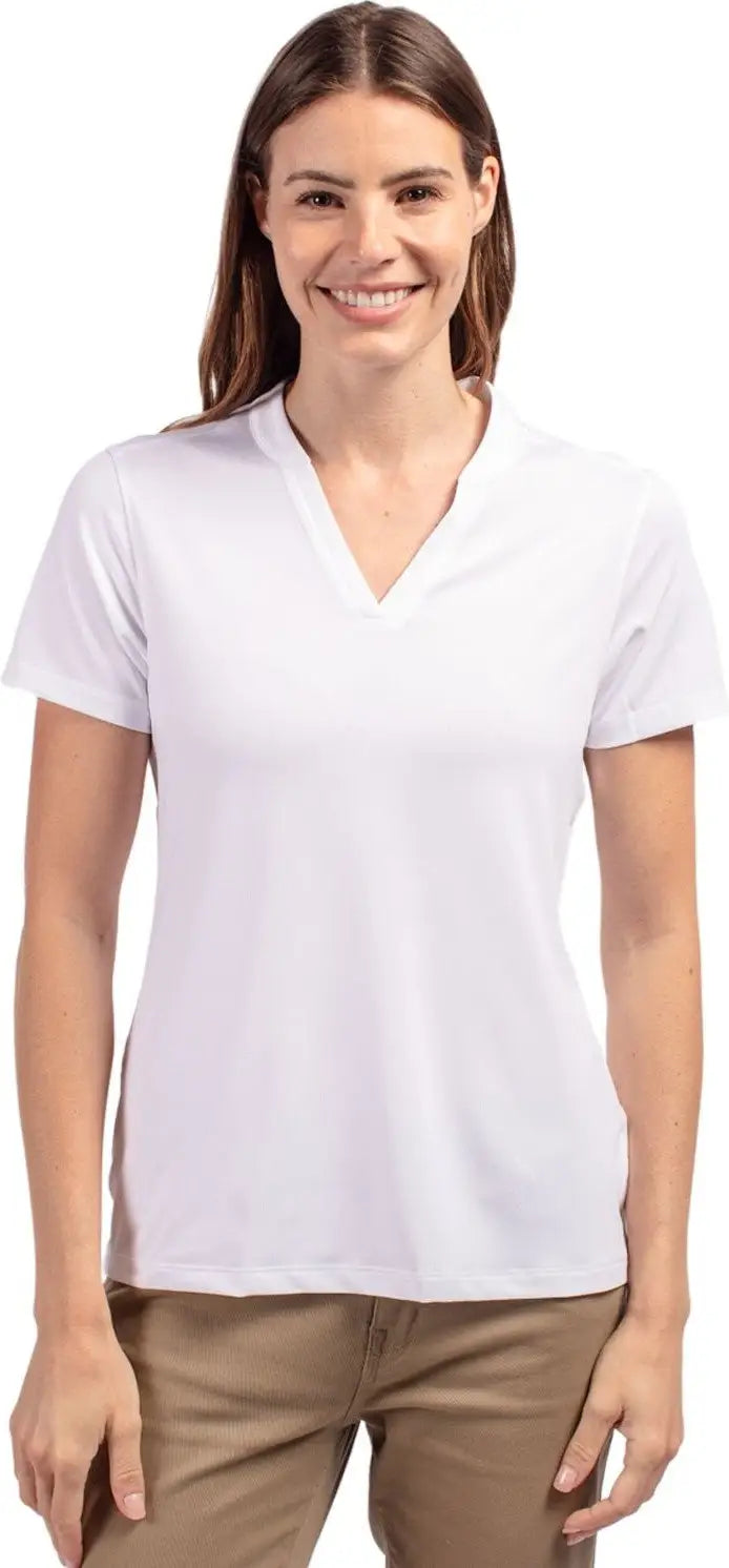 Cutter & Buck Lck00153 Forge Eco Heathered Stretch Womens Blade Top - White - Ladies Xs