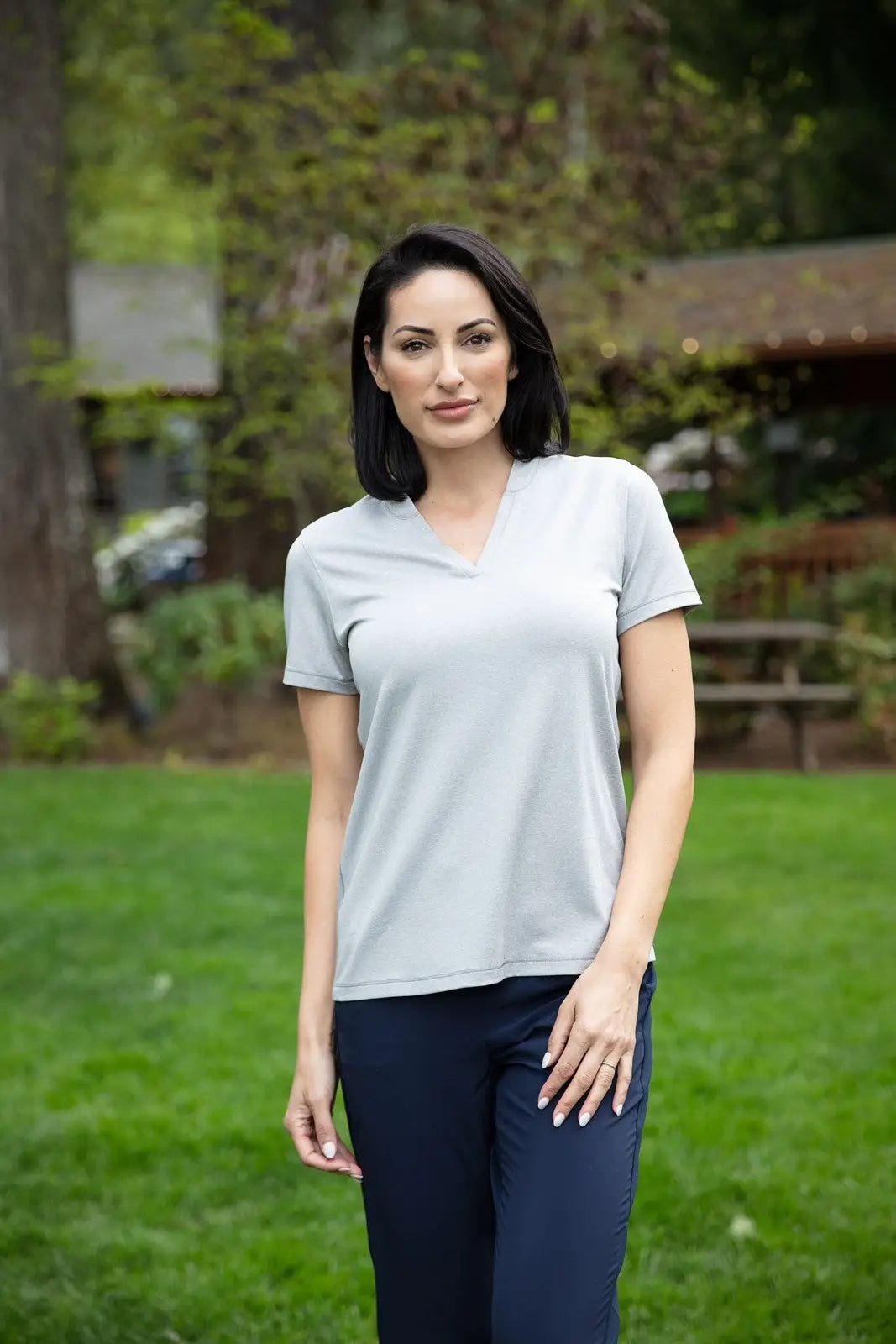 Cutter & Buck Lck00153 Forge Eco Heathered Stretch Womens Blade Top - Polished Heather
