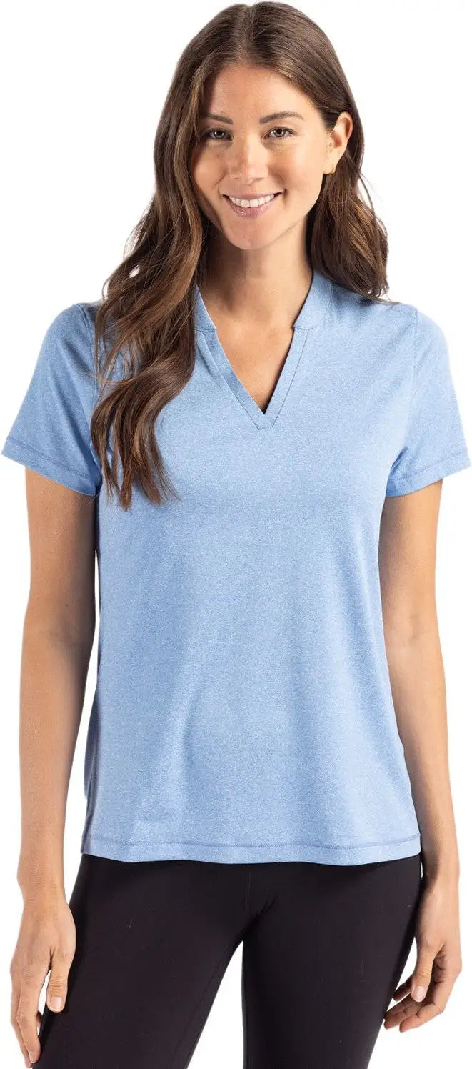Cutter & Buck Lck00153 Forge Eco Heathered Stretch Womens Blade Top - Dark Atlas Heather - Ladies Xs