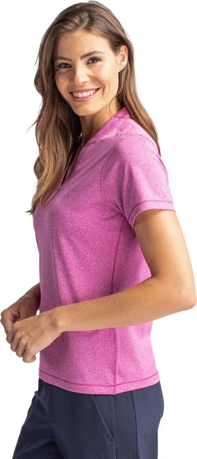 Cutter & Buck Lck00153 Forge Eco Heathered Stretch Womens Blade Top - Gelato Heather