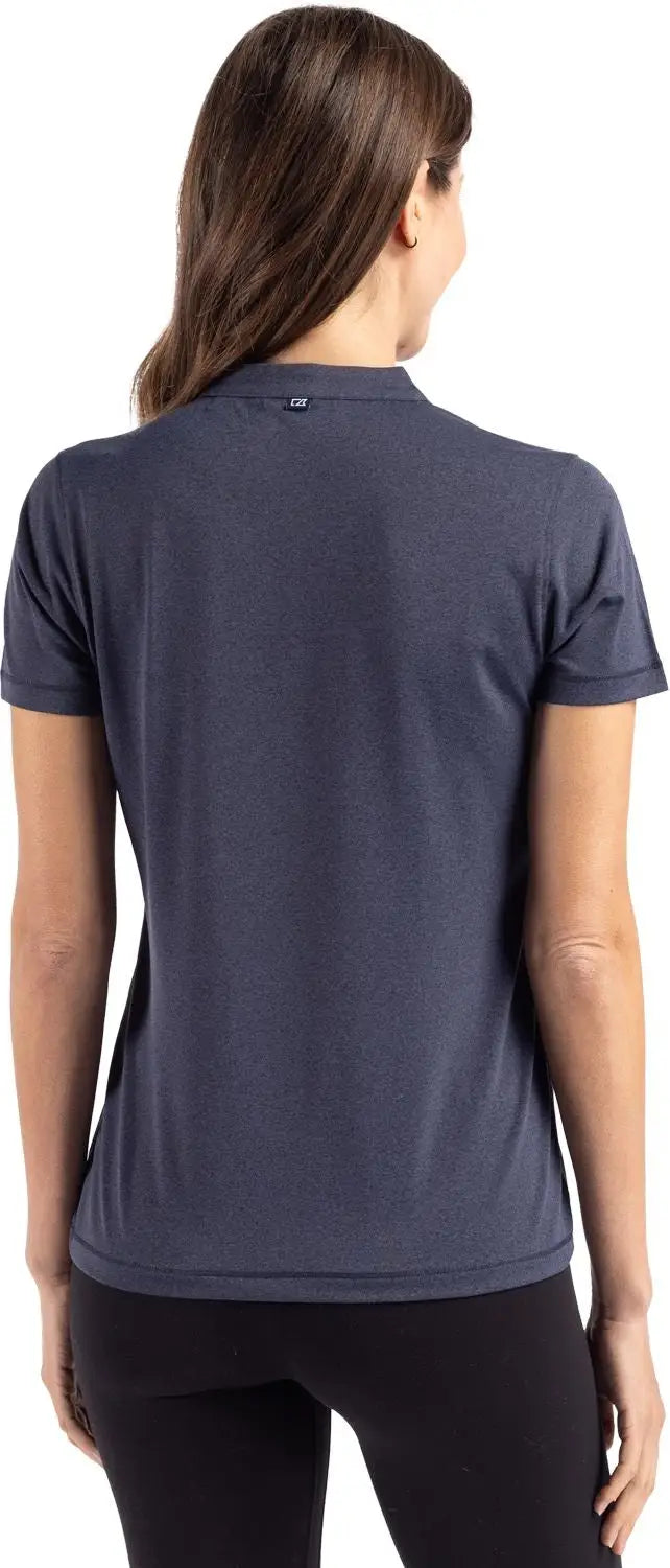Cutter & Buck Lck00153 Forge Eco Heathered Stretch Womens Blade Top - Dark Navy Blue Heather