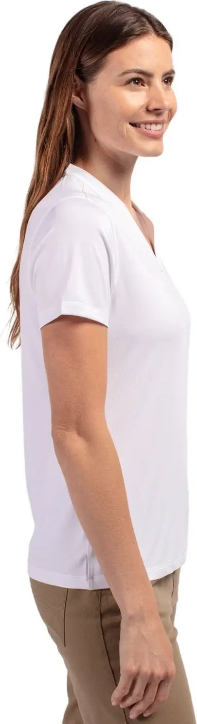 Cutter & Buck Lck00153 Forge Eco Heathered Stretch Womens Blade Top - White