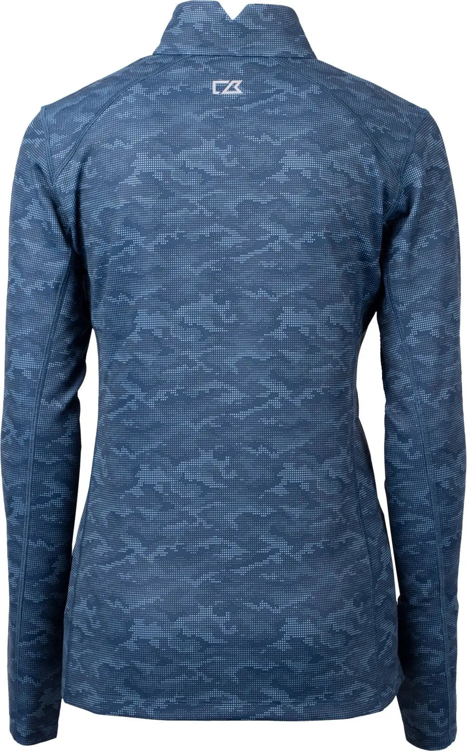 Cutter & Buck Lck00155 Traverse Stretch Eco Camo Print Quarter Zip Womens Pullover - Navy Blue