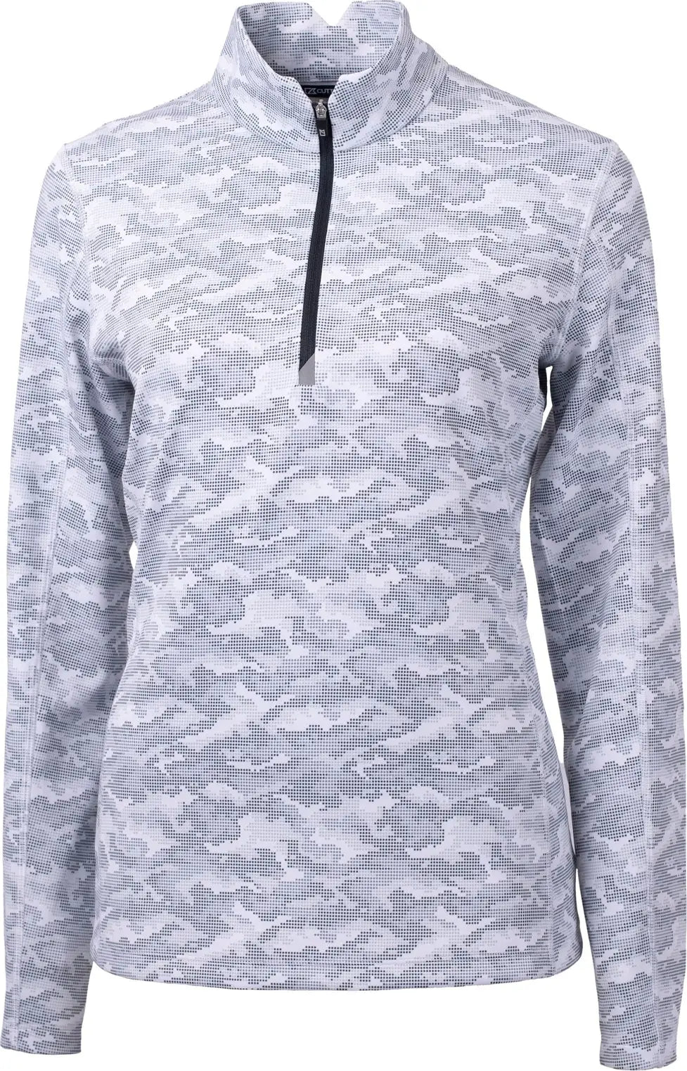 Cutter & Buck Lck00155 Traverse Stretch Eco Camo Print Quarter Zip Womens Pullover - Charcoal - Ladies Xs