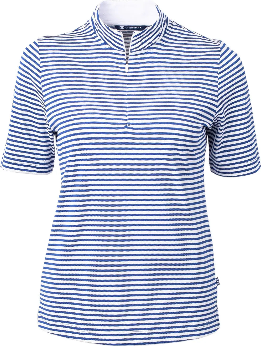 Cutter & Buck Lck00157 Virtue Eco Pique Stripe Recycled Womens Top - Tour Blue