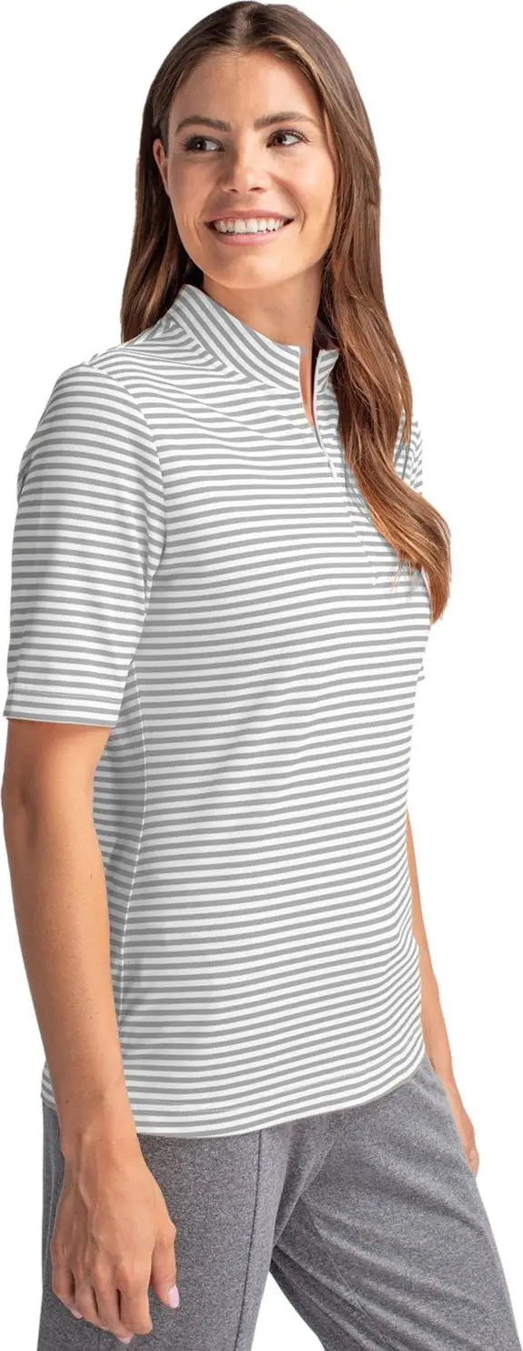 Cutter & Buck Lck00157 Virtue Eco Pique Stripe Recycled Womens Top - Polished