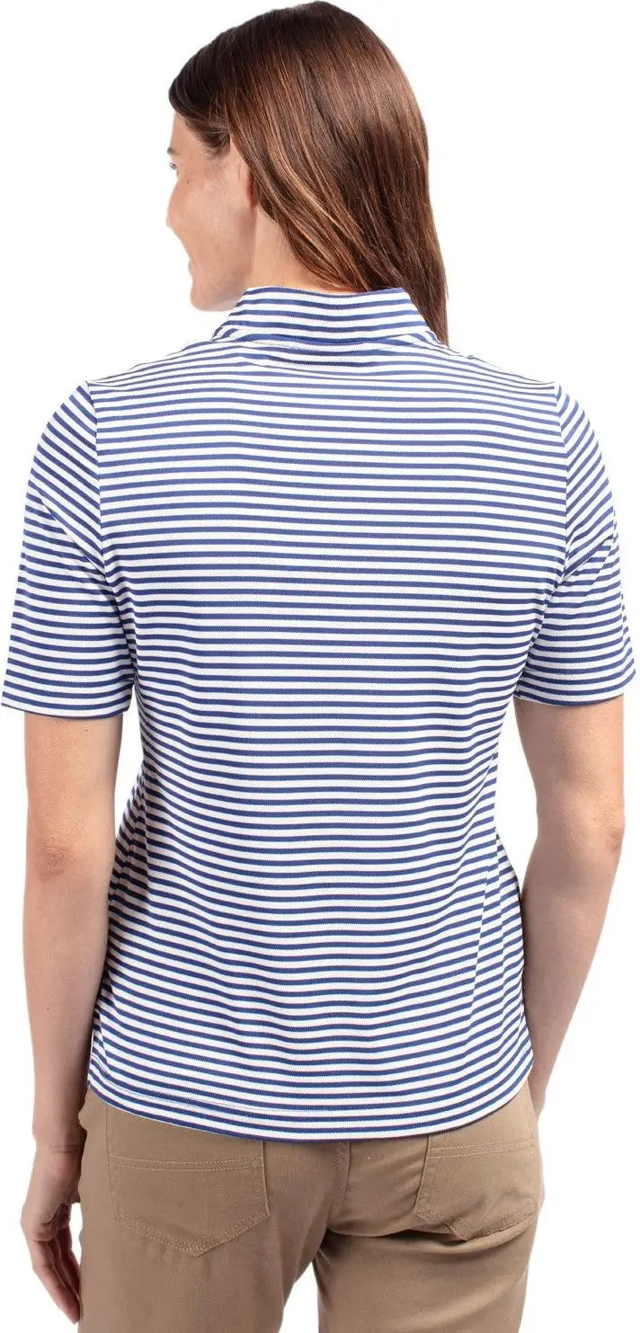 Cutter & Buck Lck00157 Virtue Eco Pique Stripe Recycled Womens Top - Tour Blue
