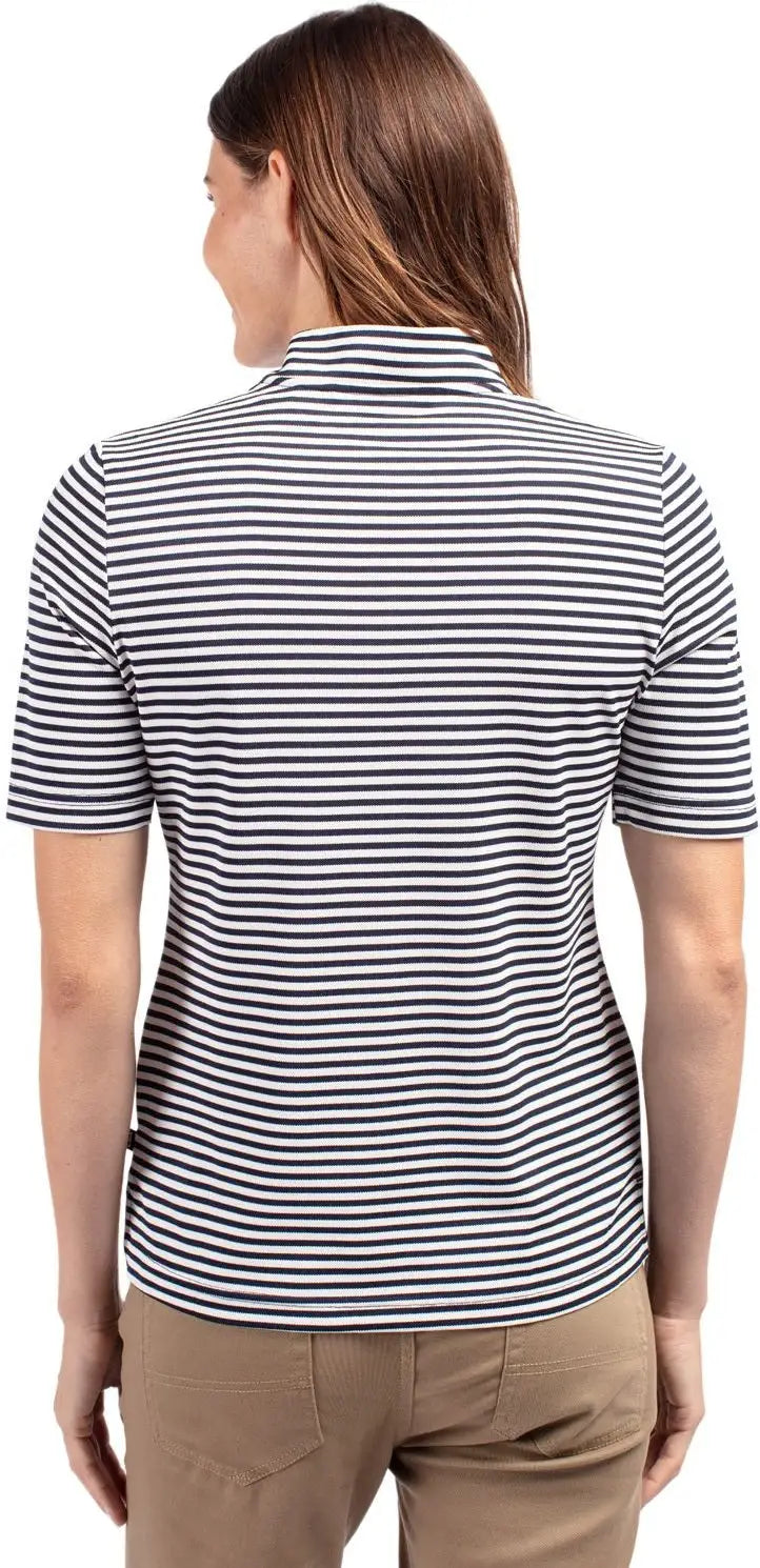 Cutter & Buck Lck00157 Virtue Eco Pique Stripe Recycled Womens Top - Navy Blue