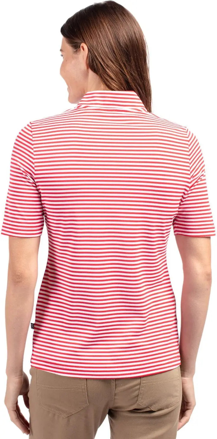 Cutter & Buck Lck00157 Virtue Eco Pique Stripe Recycled Womens Top - Red