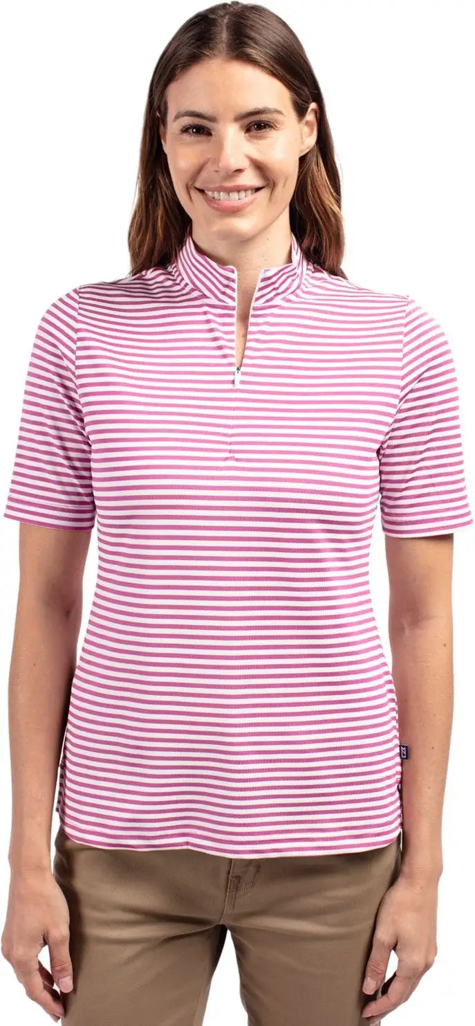 Cutter & Buck Lck00157 Virtue Eco Pique Stripe Recycled Womens Top - Gelato - Ladies Xs