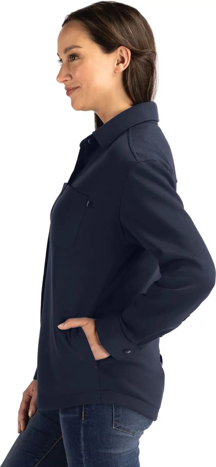 Cutter & Buck Lck00161 Roam Epic Versatility Recycled Womens Shirt Jacket - Navy Blue