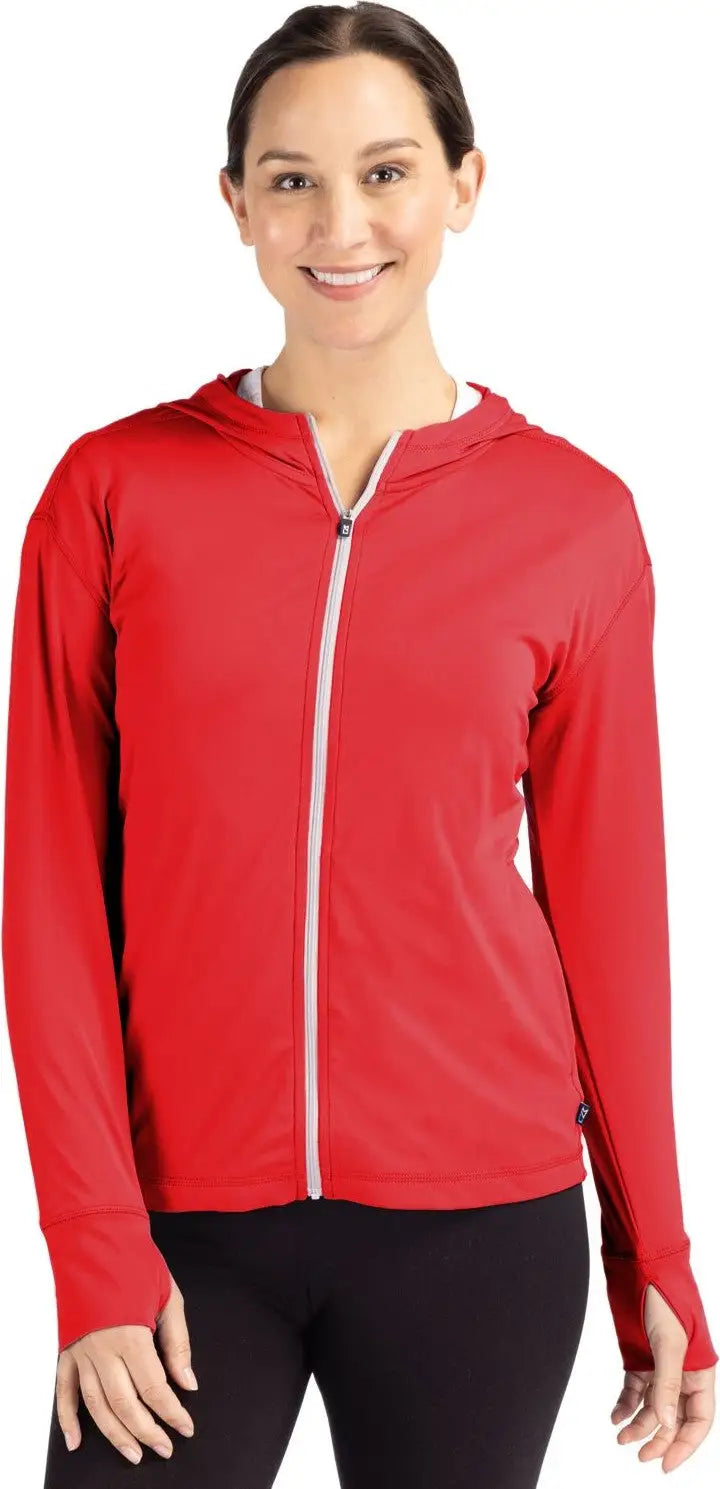 Cutter & Buck Lck00168 Daybreak Eco Recycled Womens Full Zip Hoodie - Red - Ladies Xs