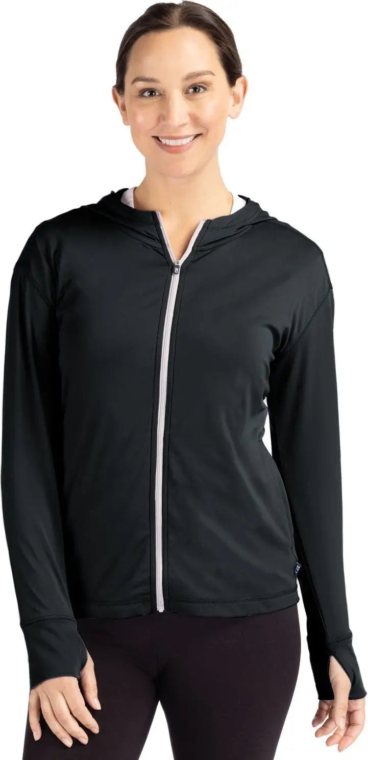 Cutter & Buck Lck00168 Daybreak Eco Recycled Womens Full Zip Hoodie - Black - Ladies Xs